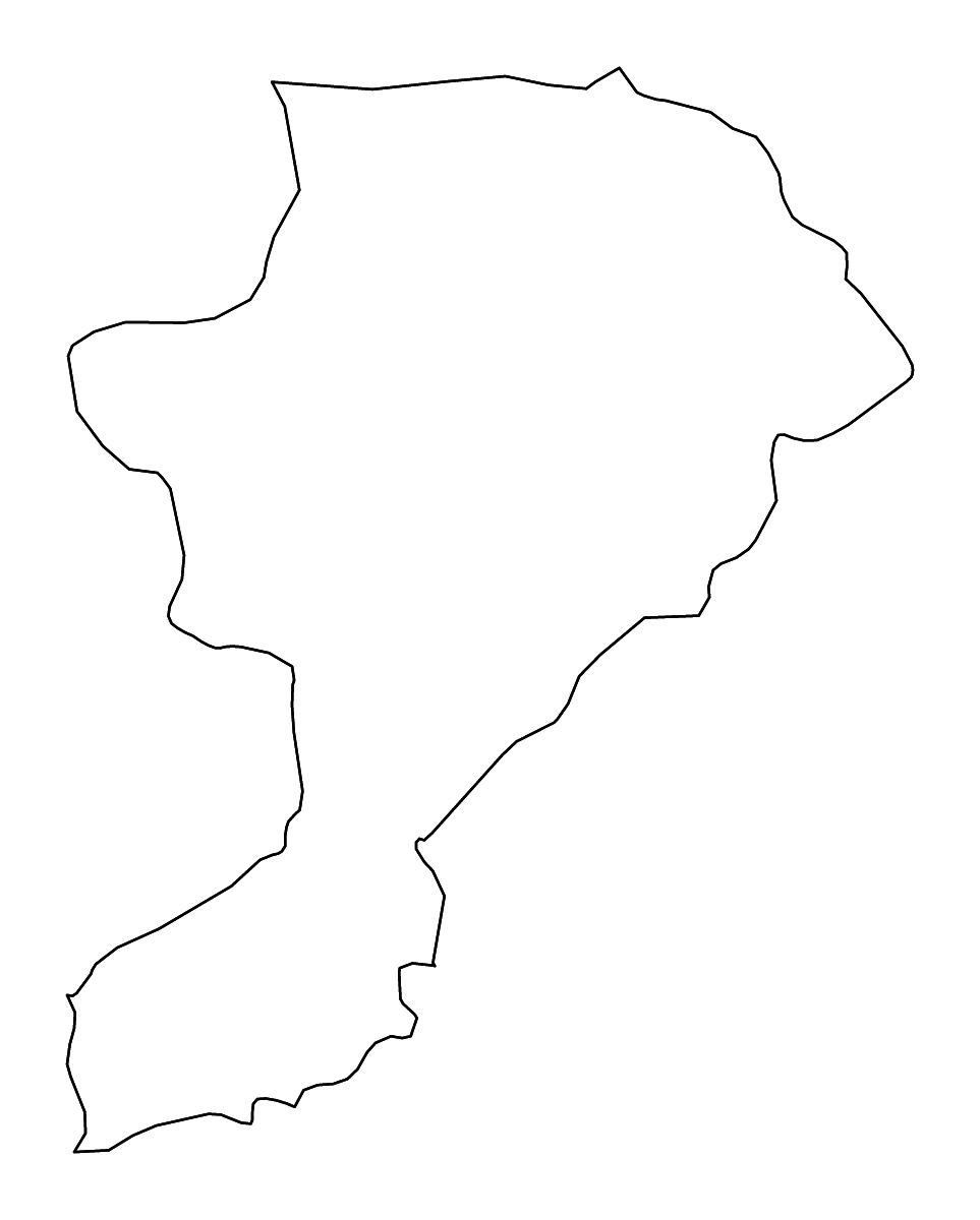 Outline map of Intibucá Department, Honduras with rivers.