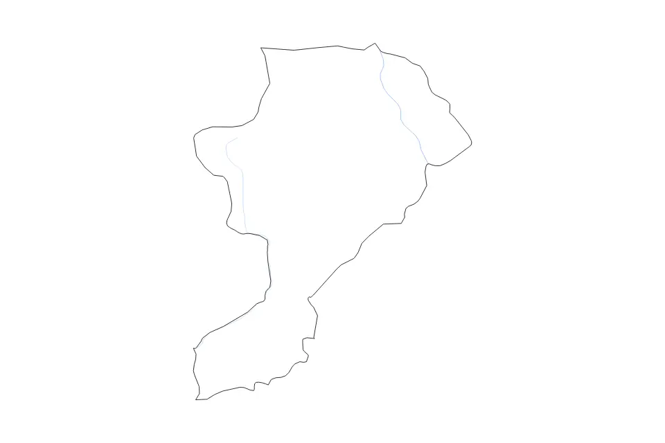 Outline map of Intibucá Department, Honduras with subdivision borders and rivers.