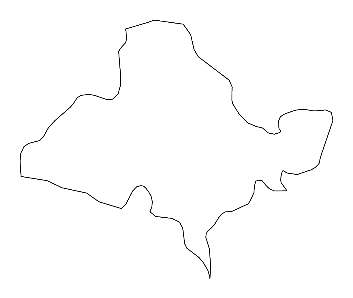 Mapa de contorno de Ocotepeque, Honduras con ríos.