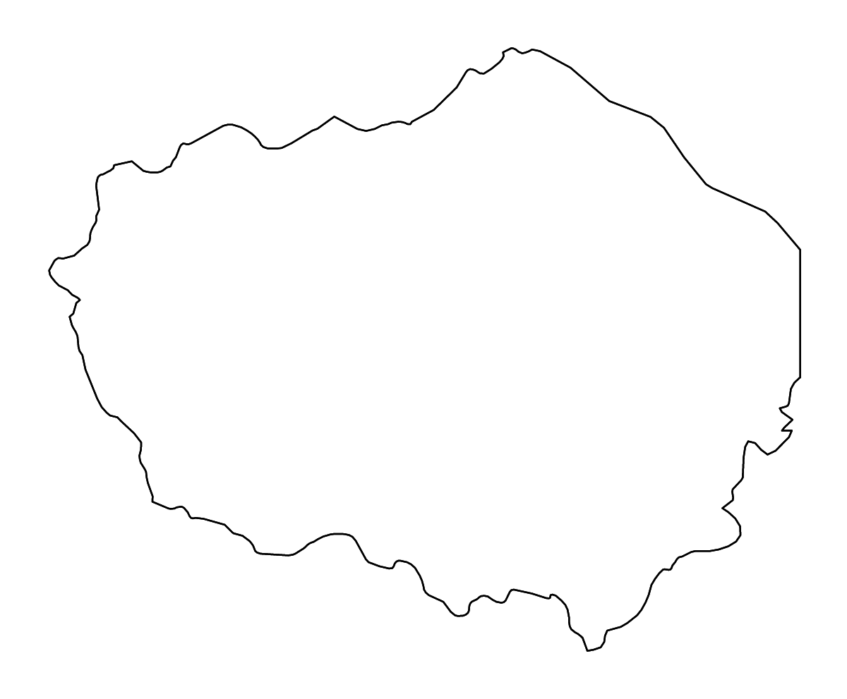 Outline map of Olancho Department, Honduras with rivers.