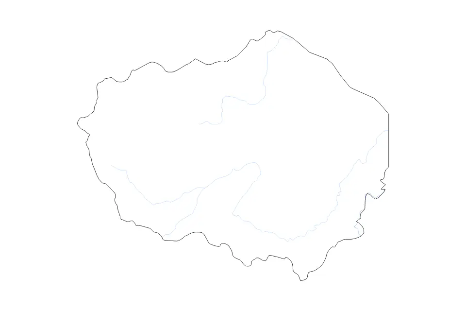 Carte de Olancho, Honduras de type contour et rivières pour Amérique du Nord, montrant contour et rivières avec des limites nettes.