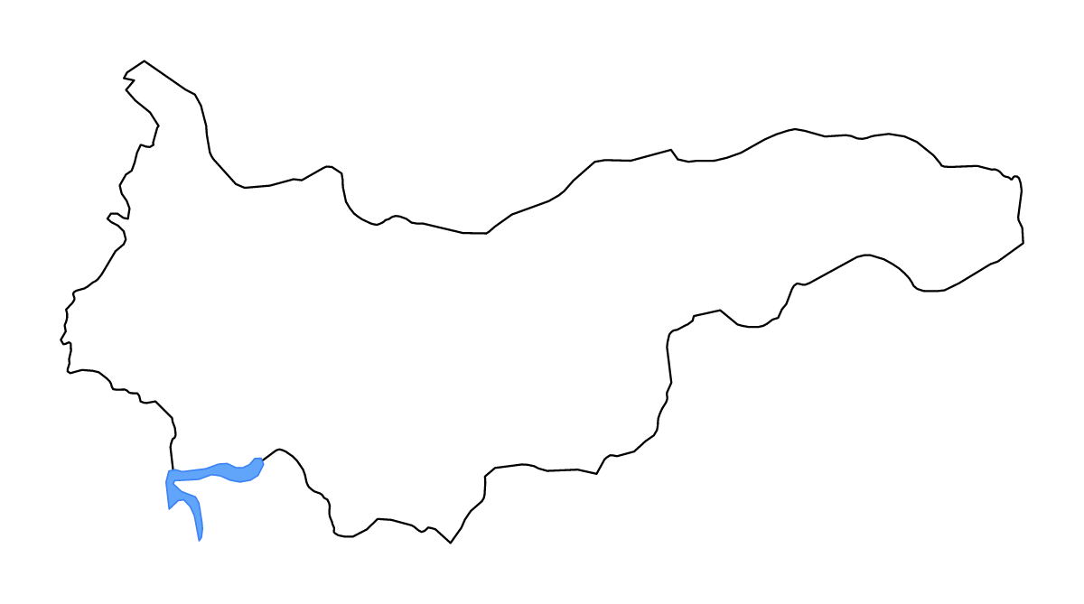 Mapa de contorno de Yoro, Honduras con lagos y ríos.