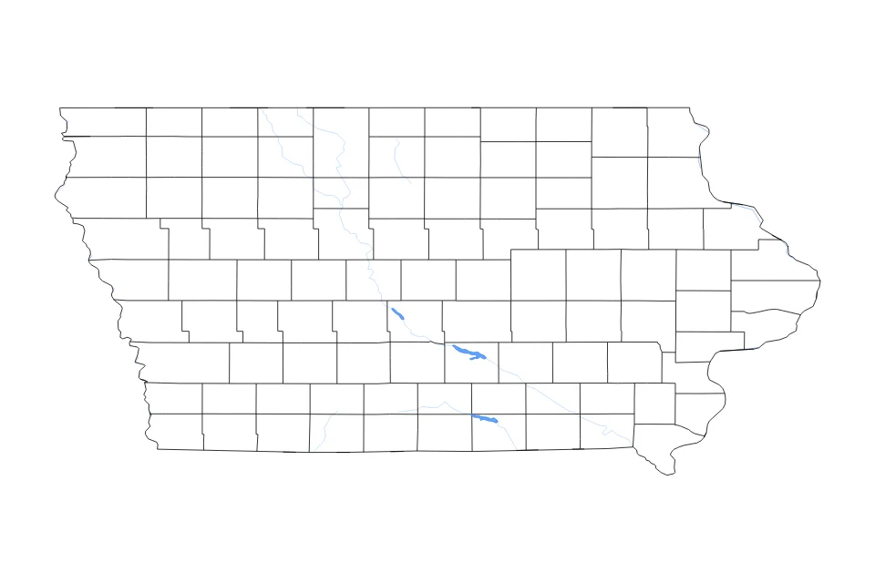 Aperçu de la carte de contour de Iowa