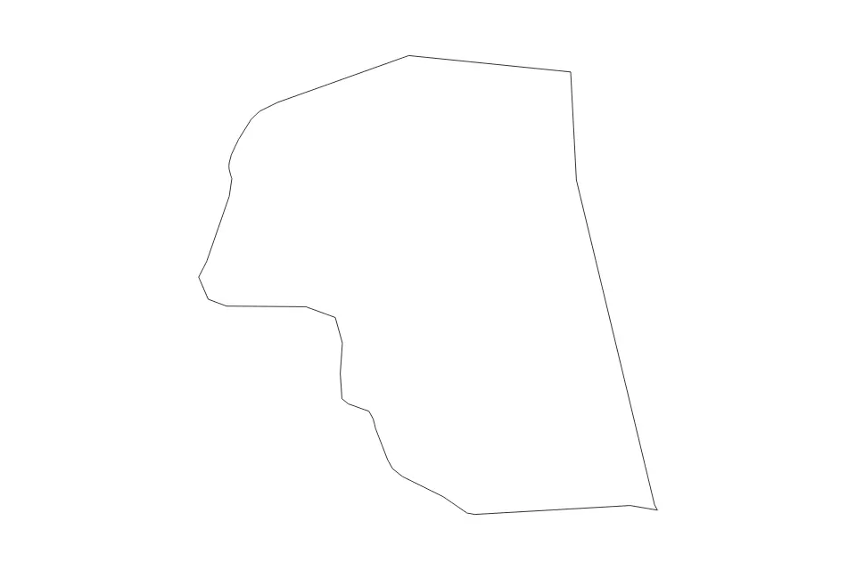 Mapa de Saint Elizabeth, Jamaica de tipo contorno para América del Norte, con contorno con límites limpios.