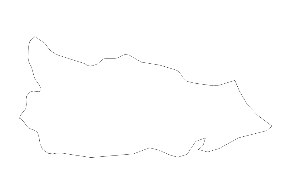 Outline map of Saint Thomas Parish, Jamaica with subdivision borders.