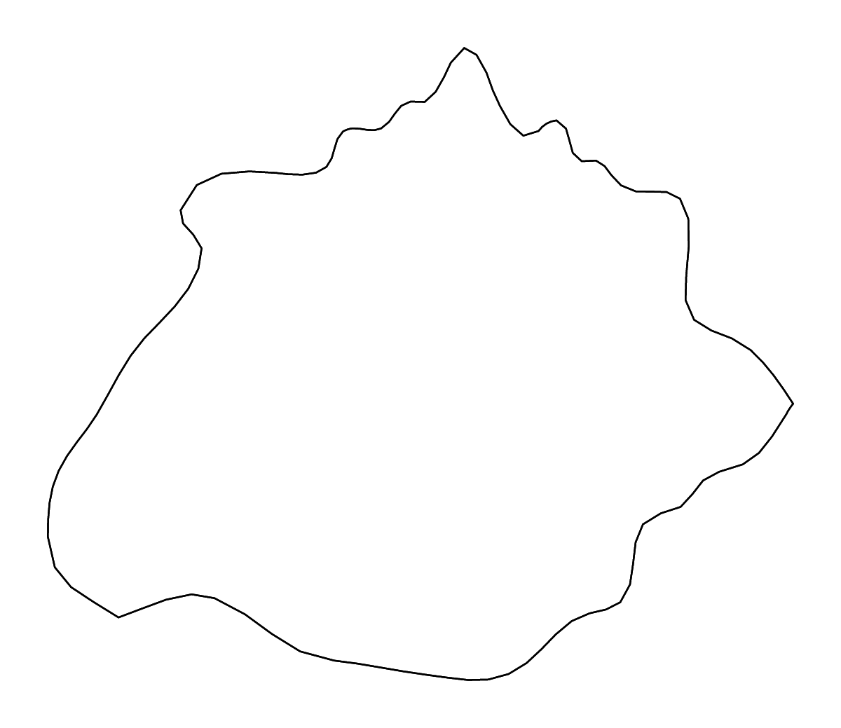 Mapa de contorno de Aguascalientes, Mexico con ríos.