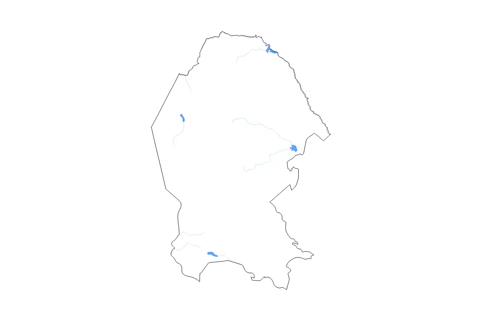 Outline map of Coahuila, Mexico with subdivision borders and major lakes and rivers.