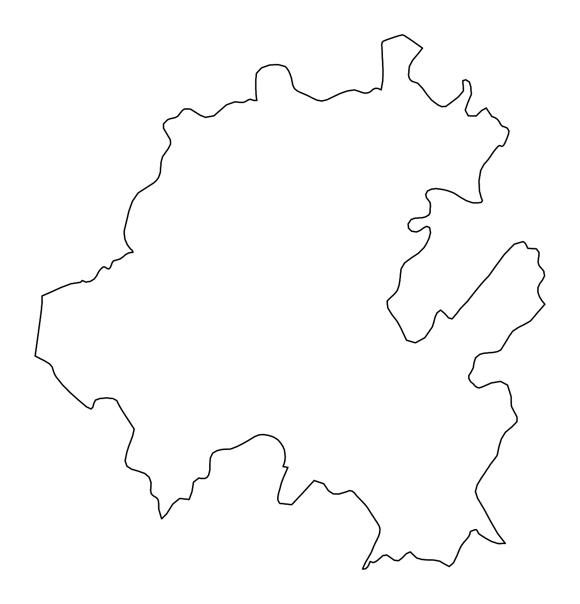 Outline map of Hidalgo, Mexico with rivers.