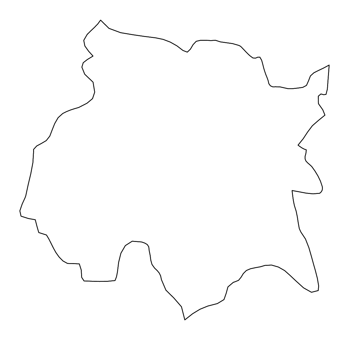Mapa de contorno de Morelos, Mexico con ríos.