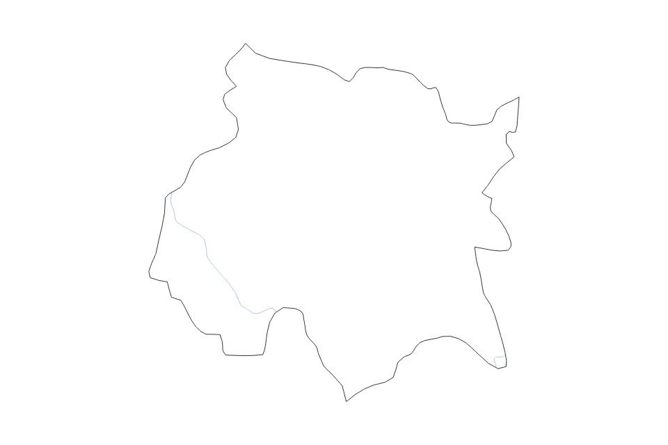 Outline map of Morelos, Mexico with subdivision borders and rivers.