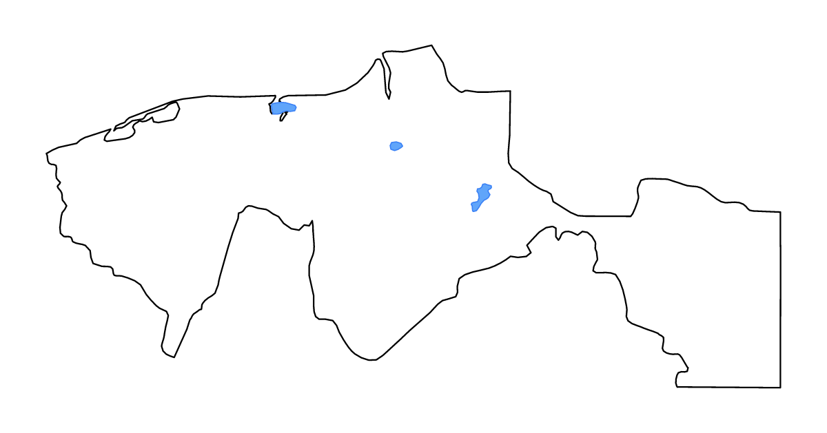 Mapa de contorno de Tabasco, Mexico con lagos y ríos.