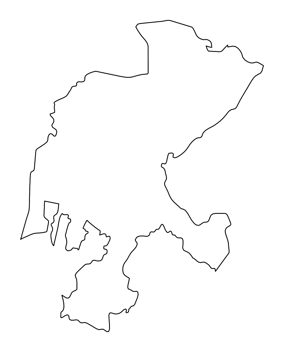 Mapa de contorno de Zacatecas, Mexico con ríos.