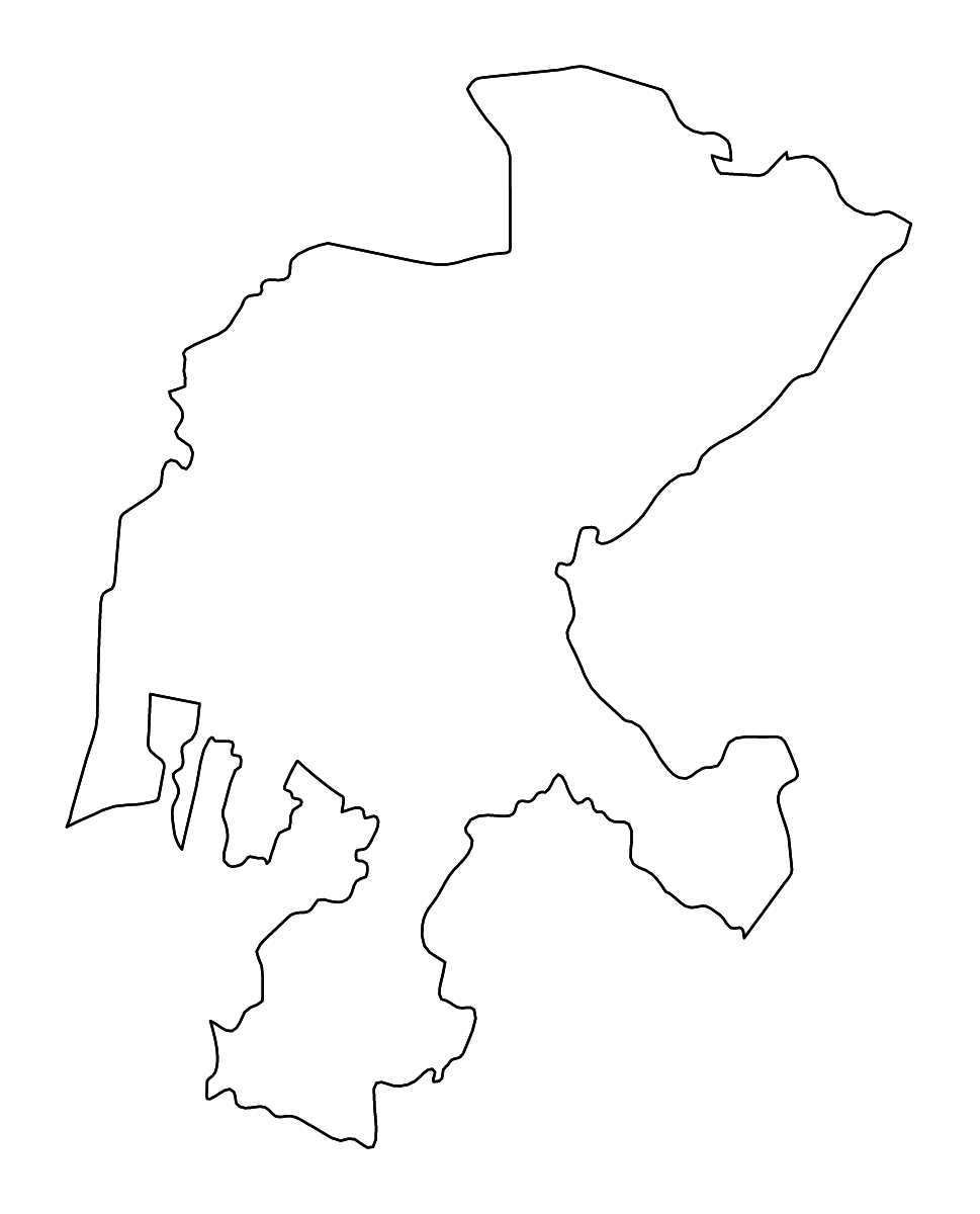 Mapa de contorno de Zacatecas, Mexico con ríos.