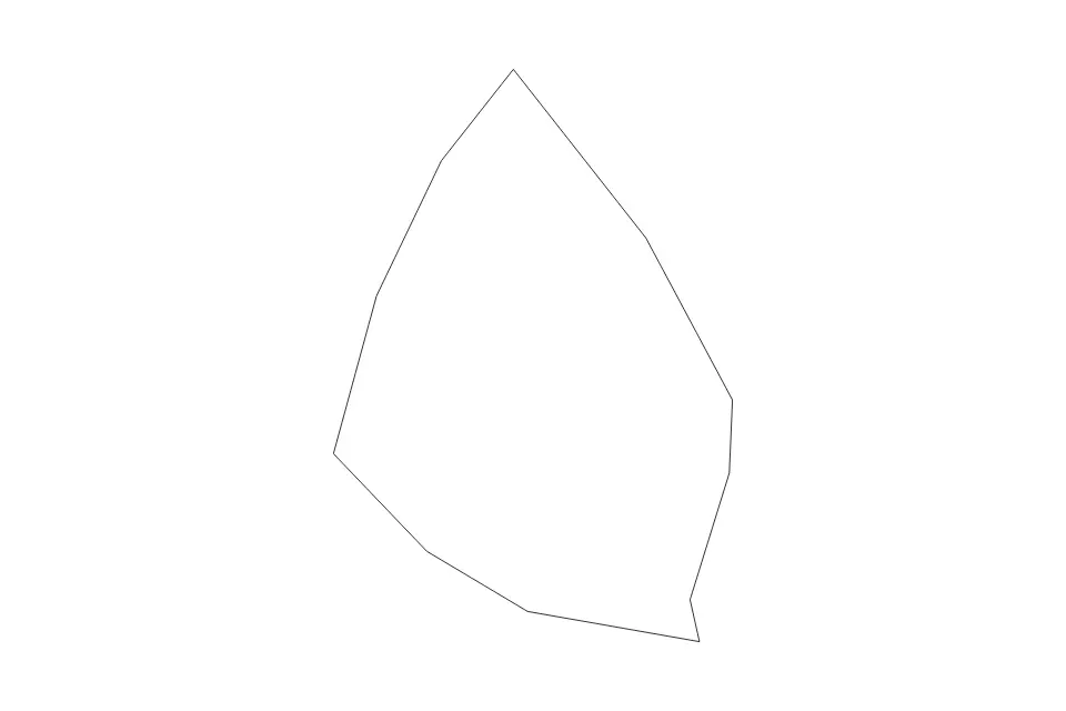 Outline map of Saint George Parish, Montserrat with subdivision borders.