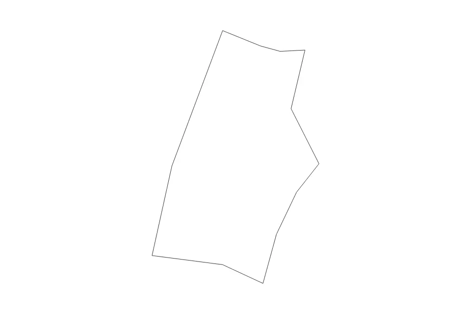 Outline map of Saint Peter Parish, Montserrat with subdivision borders.