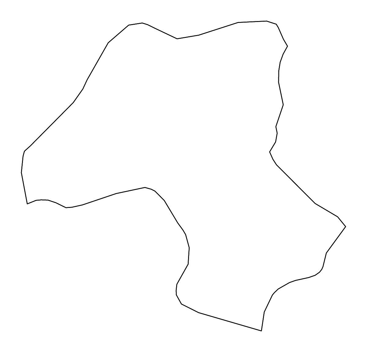 Outline map of Estelí Department, Nicaragua with rivers.