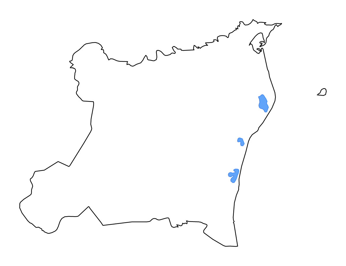 Mapa de contorno de North Caribbean Coast, Nicaragua con lagos y ríos.