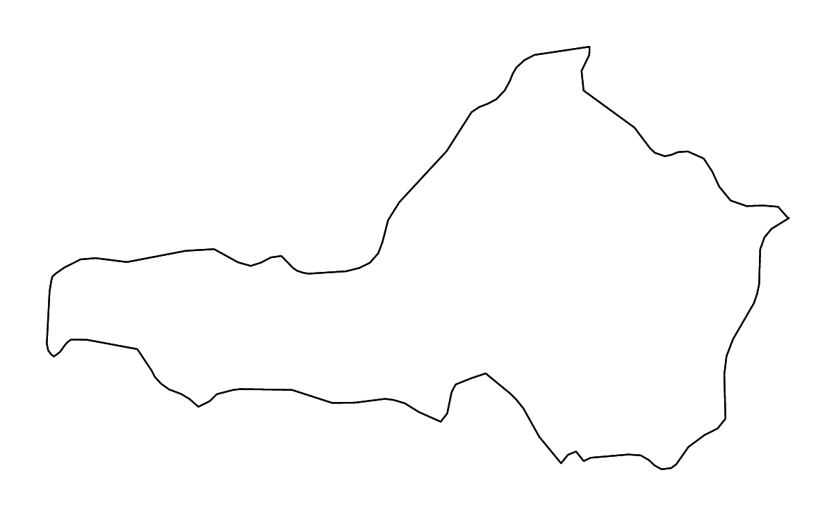 Mapa de contorno de Nueva Segovia, Nicaragua con ríos.
