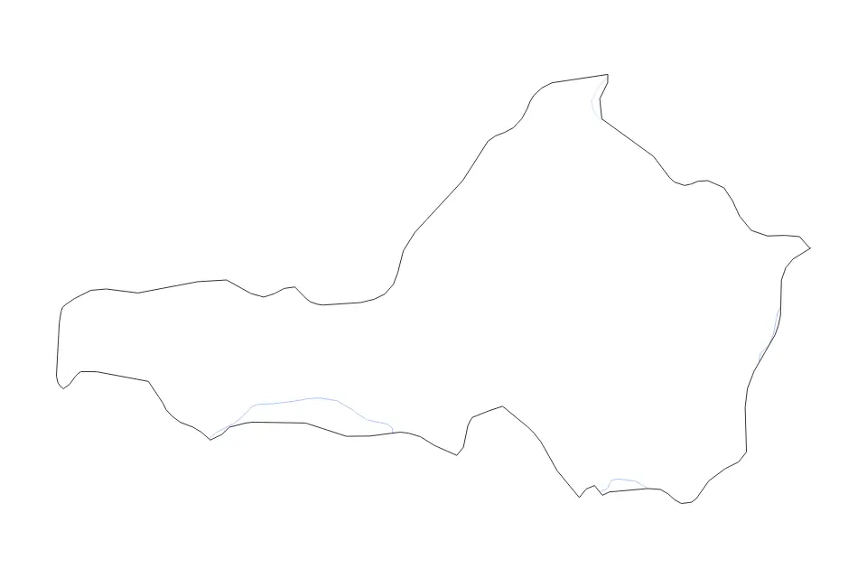 Outline map of Nueva Segovia Department, Nicaragua with subdivision borders and rivers.