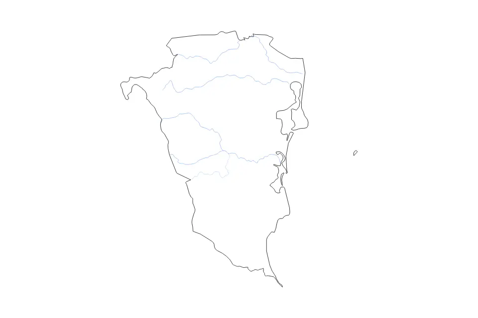 Carte de South Caribbean Coast, Nicaragua de type contour et rivières pour Amérique du Nord, montrant contour et rivières avec des limites nettes.
