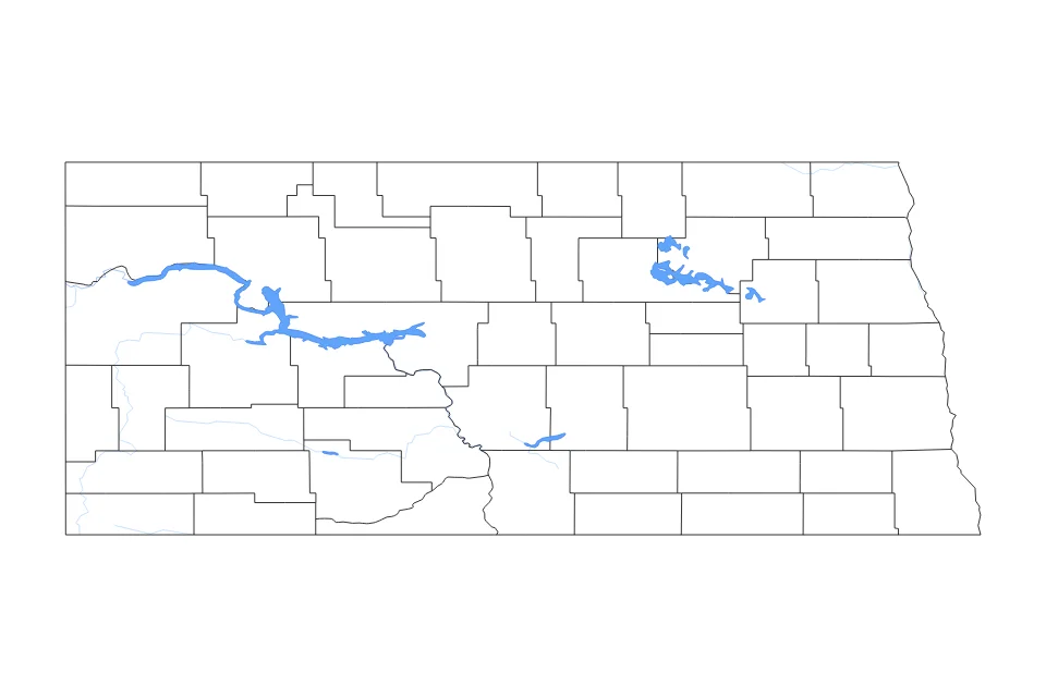 Vista previa del mapa de contorno de North Dakota