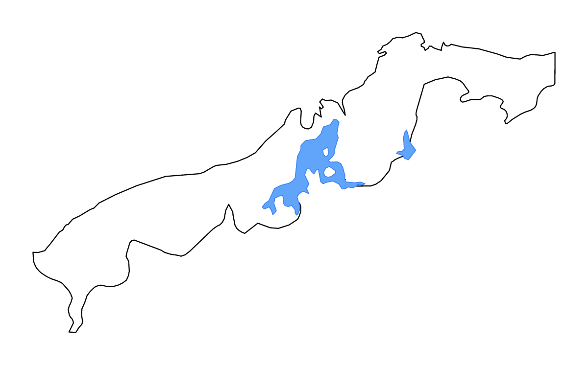 Mapa de contorno de Colón, Panama con lagos y ríos.