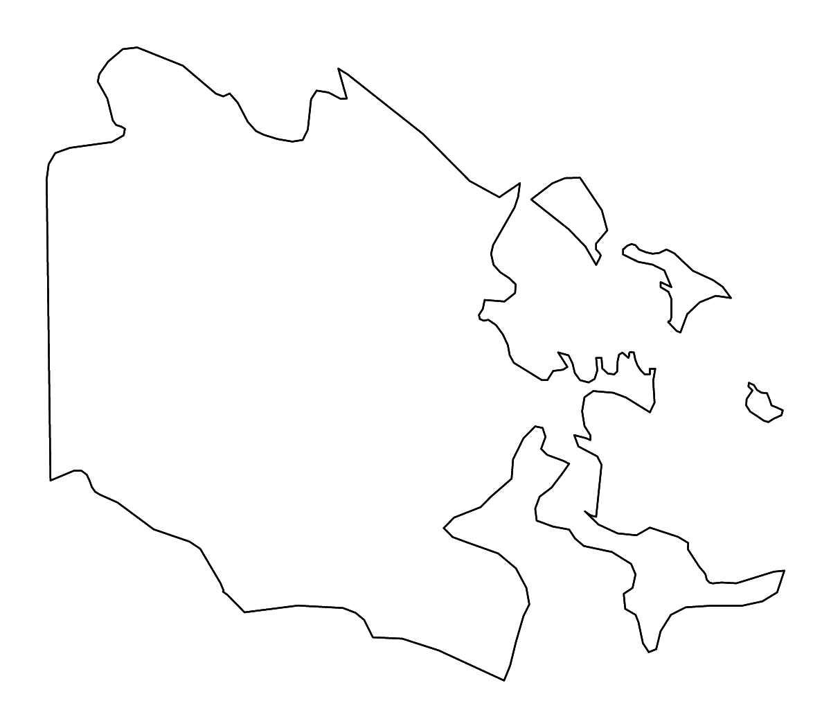 Mapa de contorno de comarca Ngäbe-Buglé, Panama con ríos.