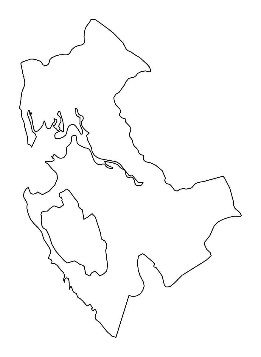 Mapa de contorno de Darién, Panama con ríos.