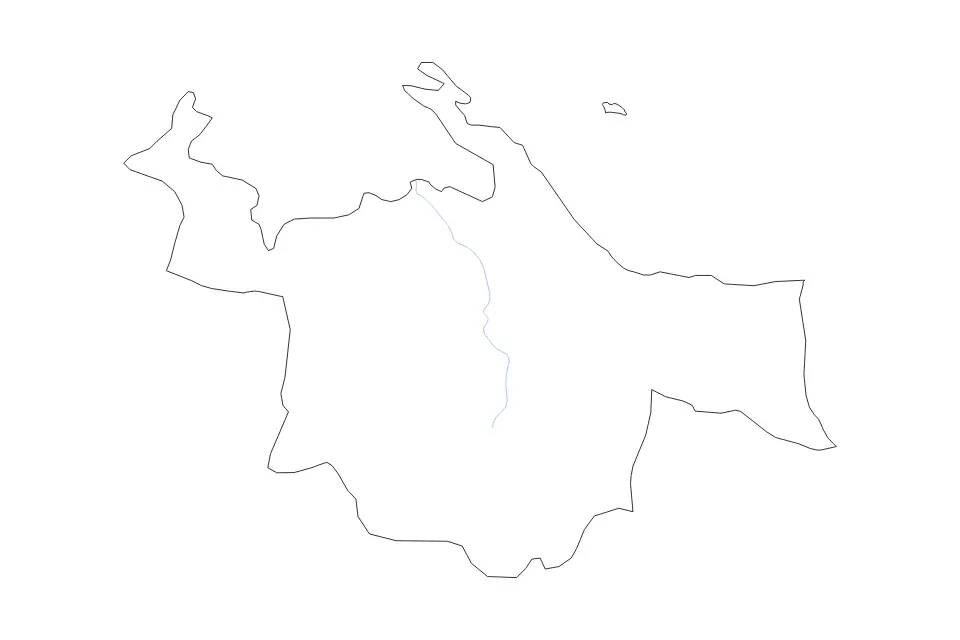Outline map of Ngöbe-Buglé Comarca Indigenous Territory, Panama with subdivision borders and rivers.