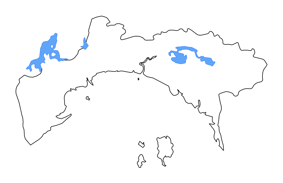 Mapa de contorno de Panamá, Panama con lagos y ríos.