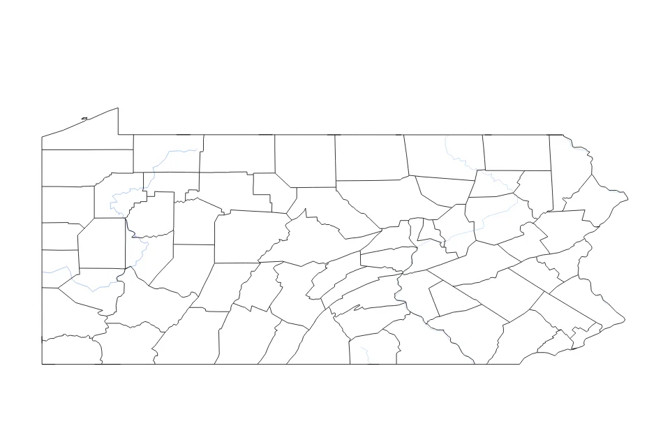 Vista previa del mapa de contorno de Pennsylvania