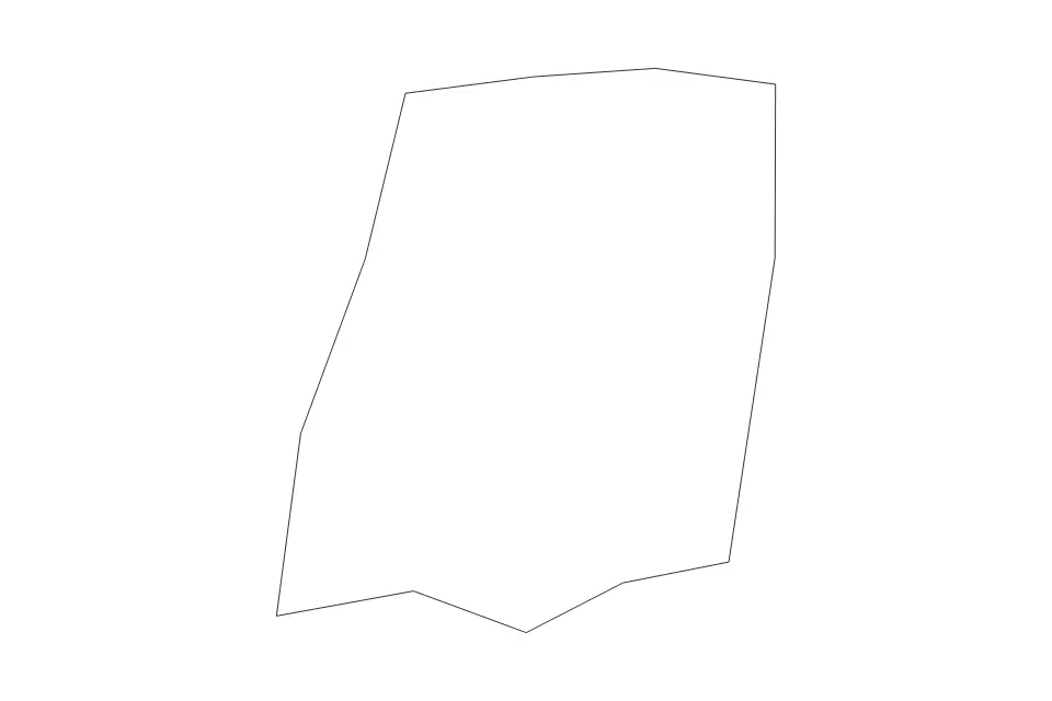 Outline map of Dennery Quarter, Saint Lucia with subdivision borders.