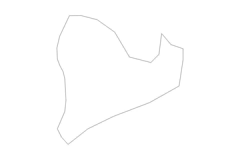 Outline map of Soufrière Quarter, Saint Lucia with subdivision borders.