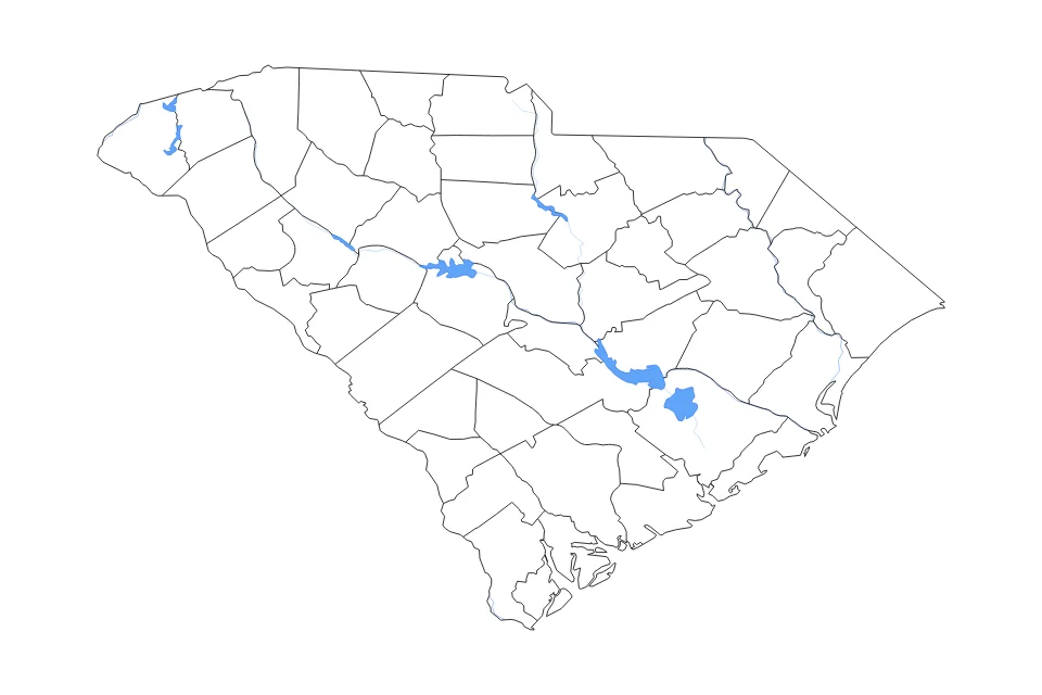 Aperçu de la carte de contour de South Carolina