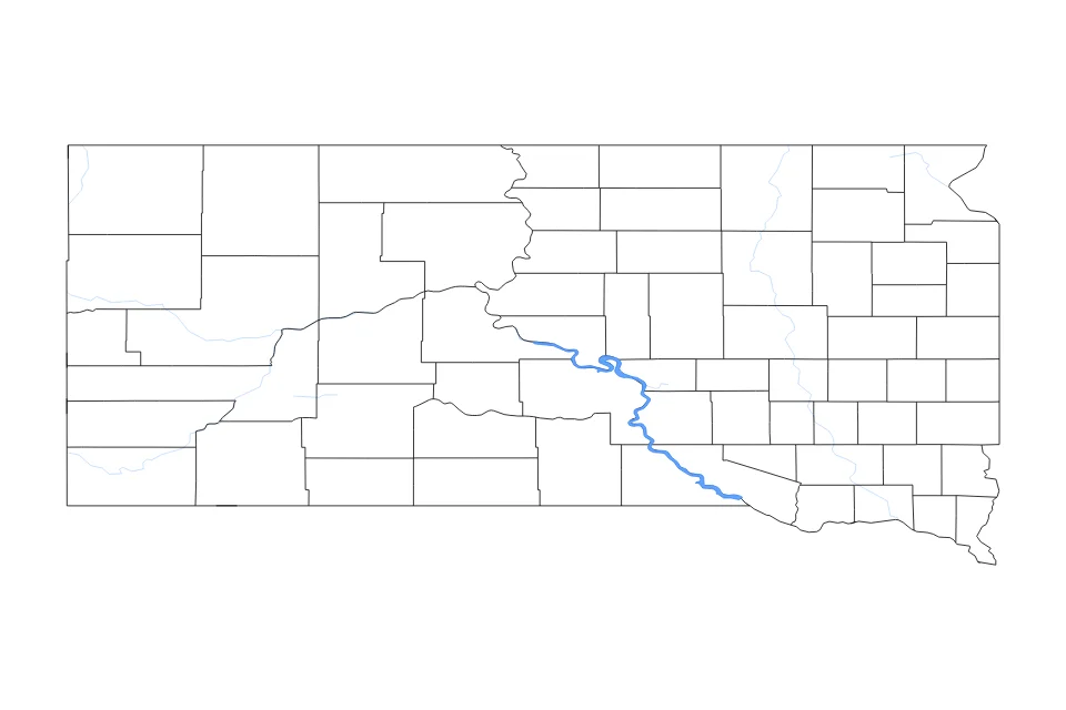 Aperçu de la carte de contour de South Dakota