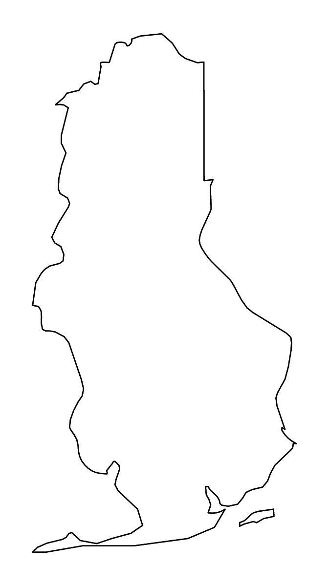 Outline map of Baldwin County, Alabama with rivers.