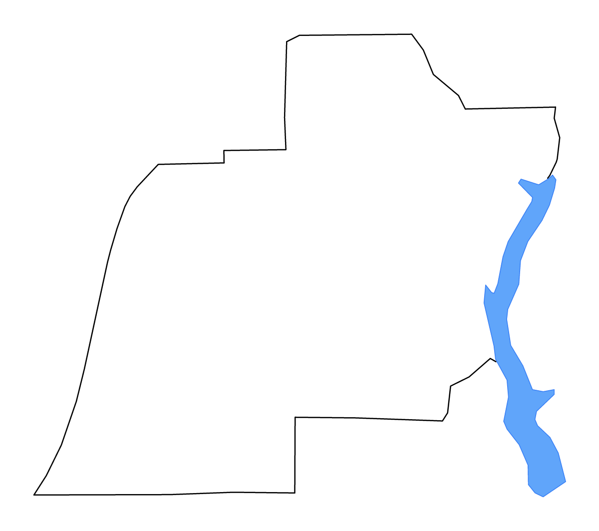 Mapa de contorno de Barbour, Alabama con lagos y ríos.