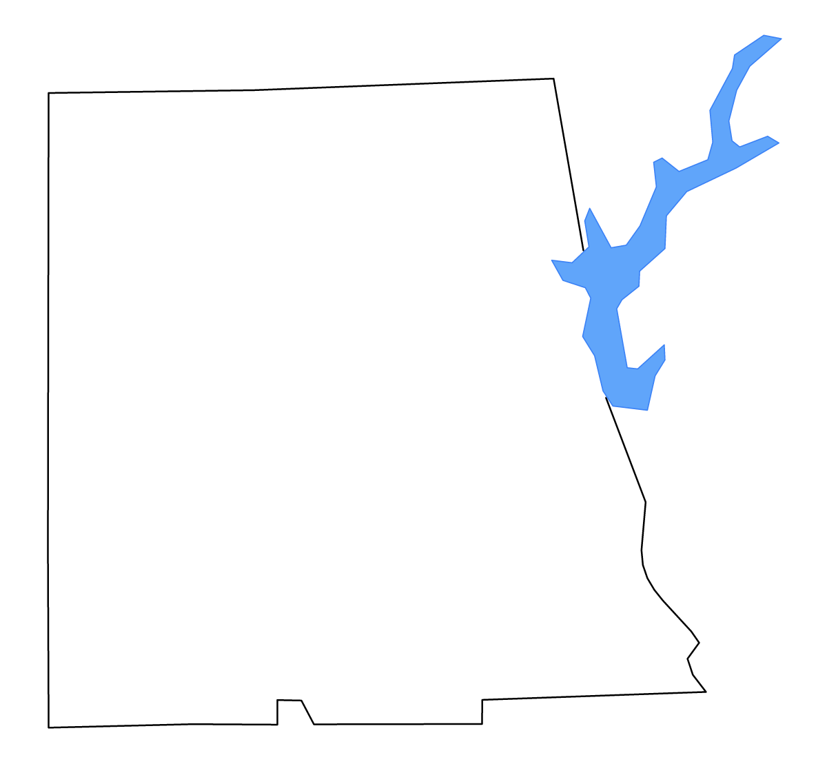Carte de contour de Chambers, Alabama avec lacs et rivières.