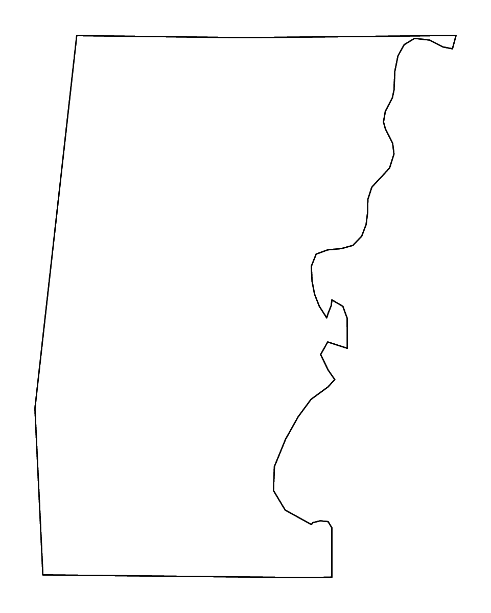 Carte de contour de Choctaw, Alabama avec rivières.