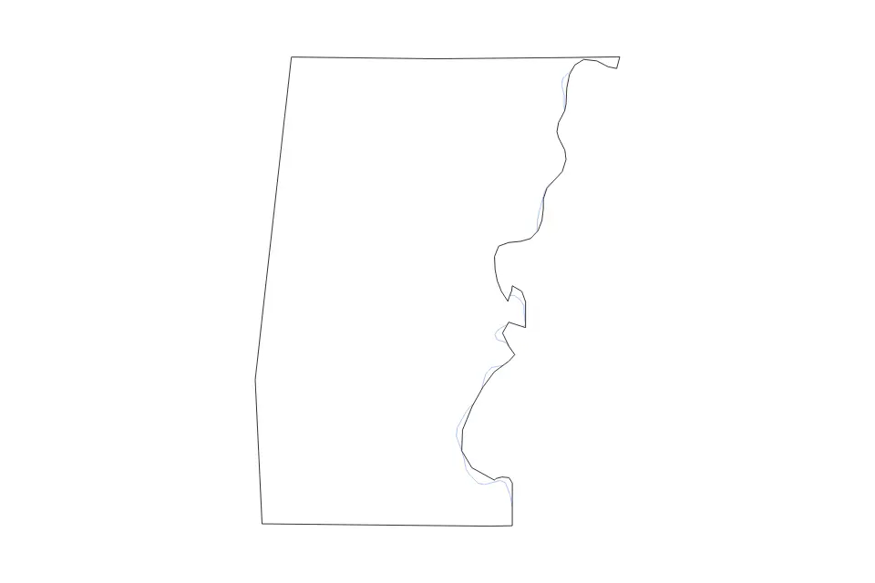 Carte de Choctaw, Alabama de type contour et rivières pour Amérique du Nord, montrant contour et rivières avec des limites nettes.