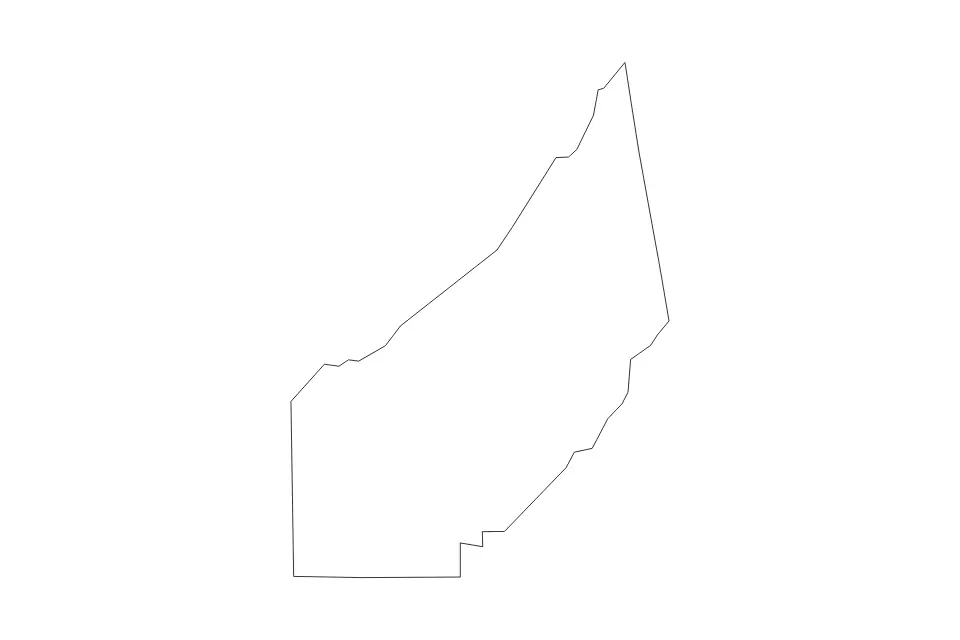 Outline map of DeKalb County, Alabama with subdivision borders.