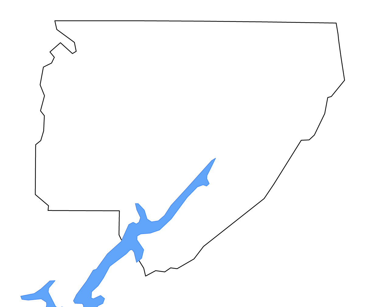 Mapa de contorno de Jackson, Alabama con lagos y ríos.