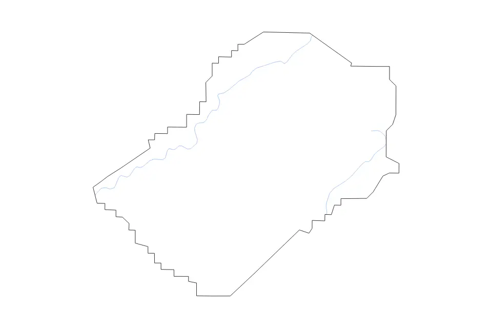Outline map of Jefferson County, Alabama with subdivision borders and rivers.