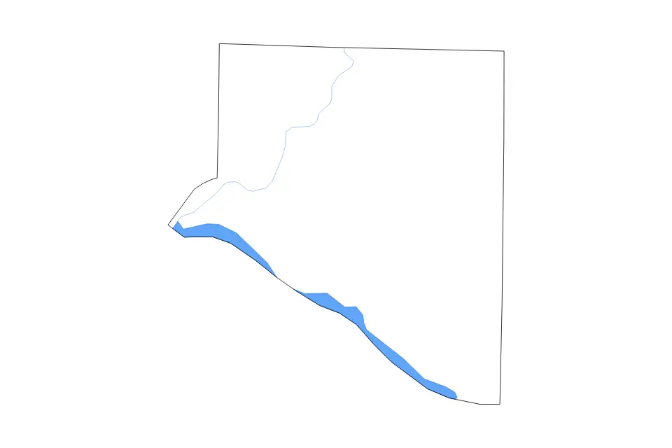 Outline map of Limestone County, Alabama with subdivision borders and major lakes and rivers.