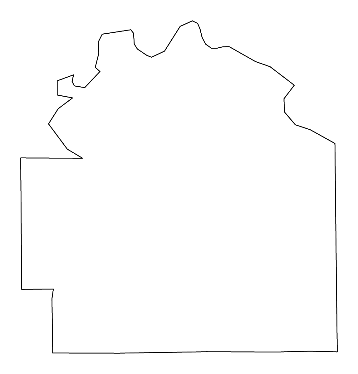 Outline map of Lowndes County, Alabama with rivers.