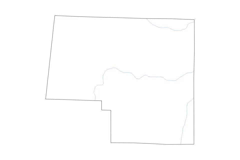 Outline map of Marion County, Alabama with subdivision borders and rivers.
