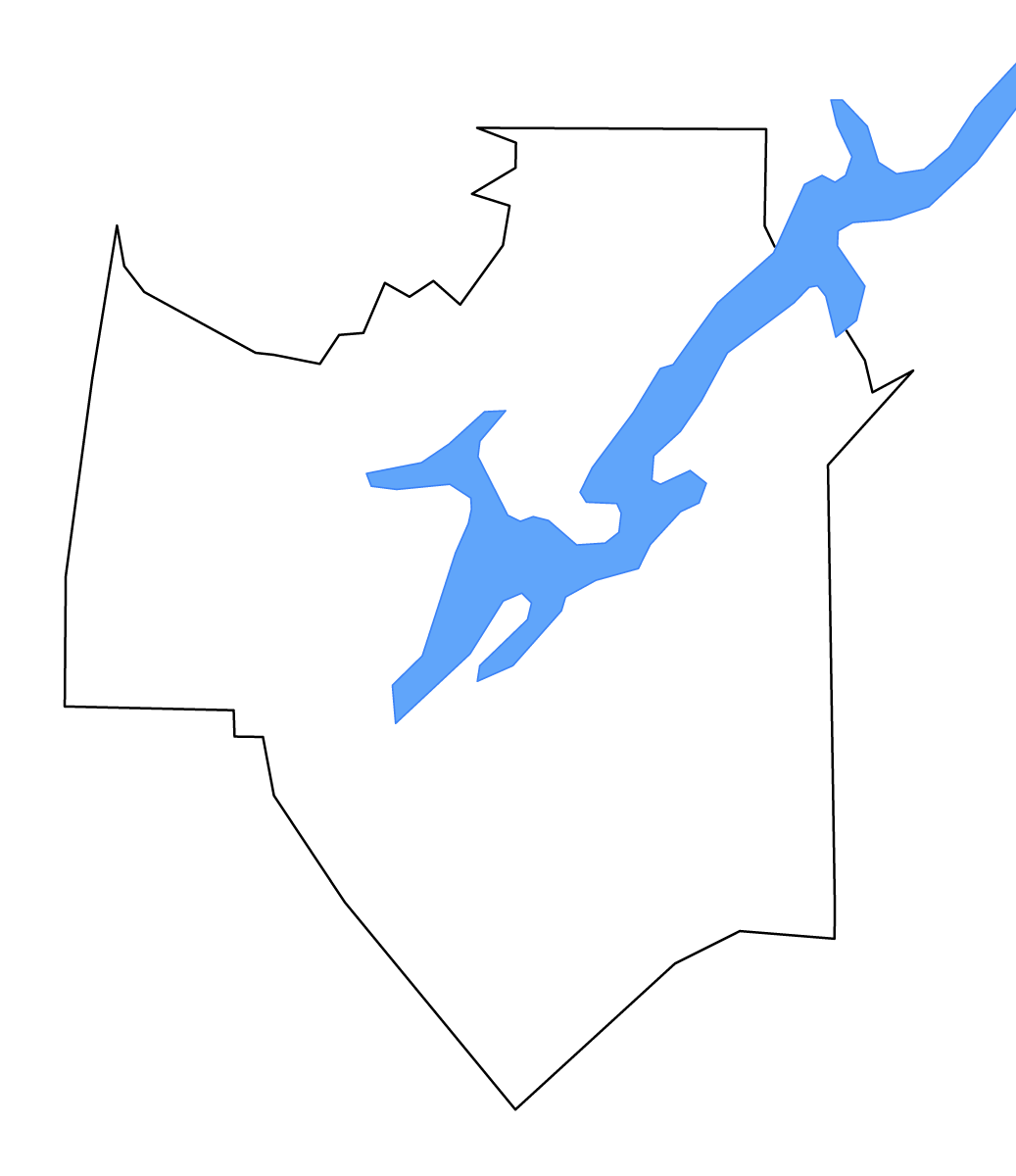 Mapa de contorno de Marshall, Alabama con lagos y ríos.