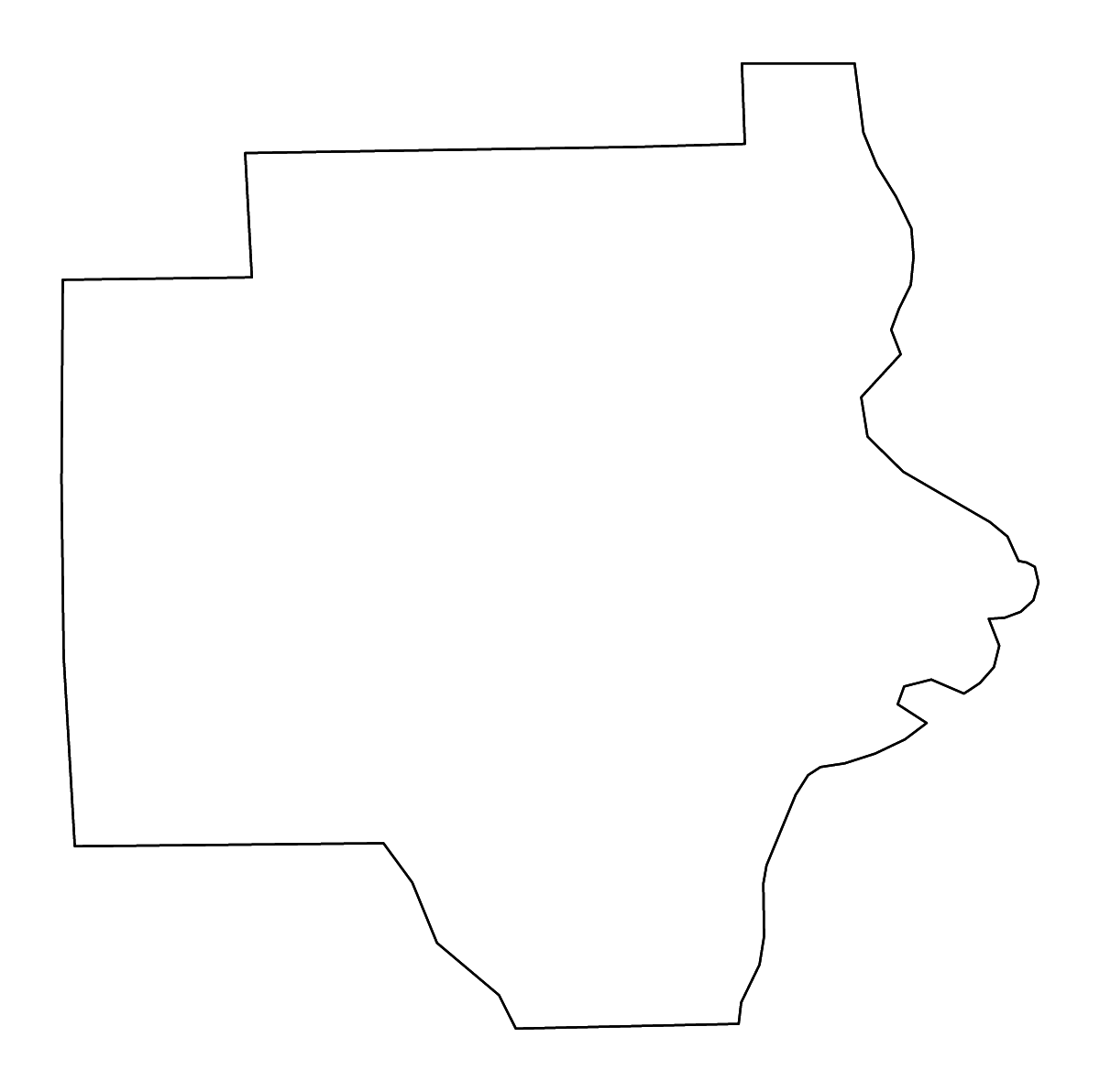 Mapa de contorno de Russell, Alabama con ríos.