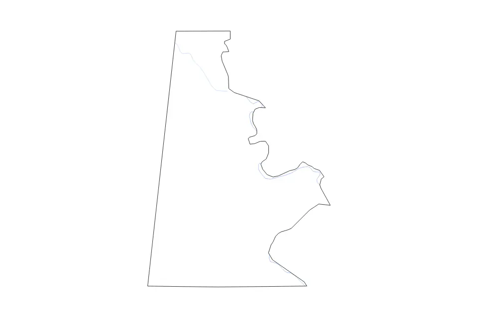 Outline map of Sumter County, Alabama with subdivision borders and rivers.