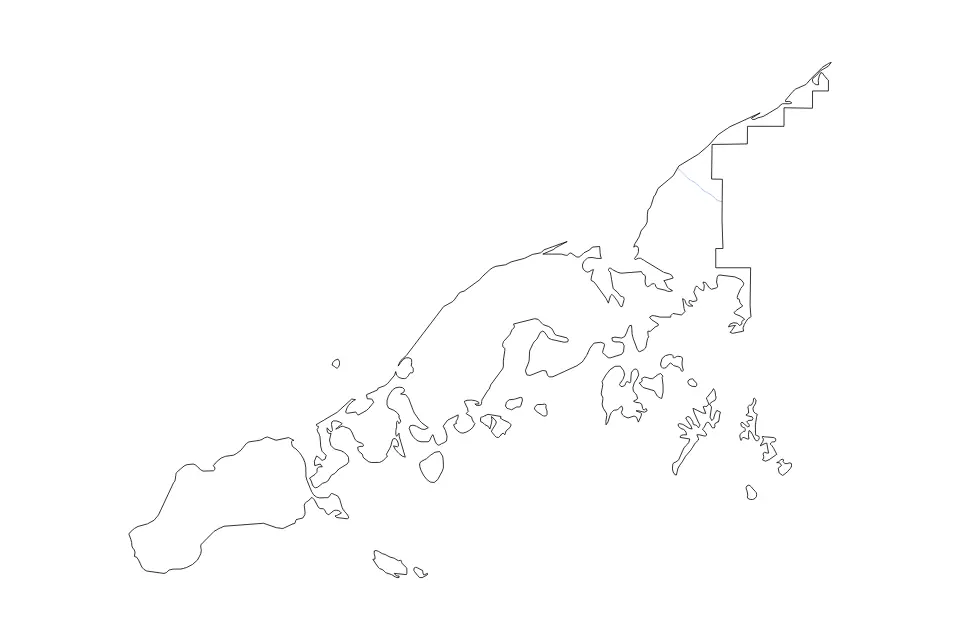 Mapa de Aleutians East, Alaska de tipo contorno y ríos para América del Norte, con contorno y ríos con límites limpios.